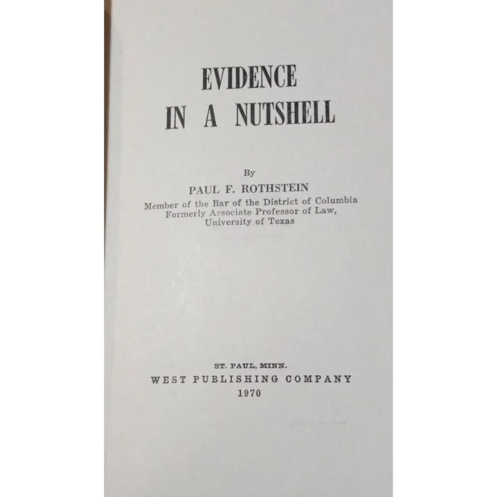 Vtg Evidence in a Nutshell Paperback Book Paul Rothstein 1970 West Publishing